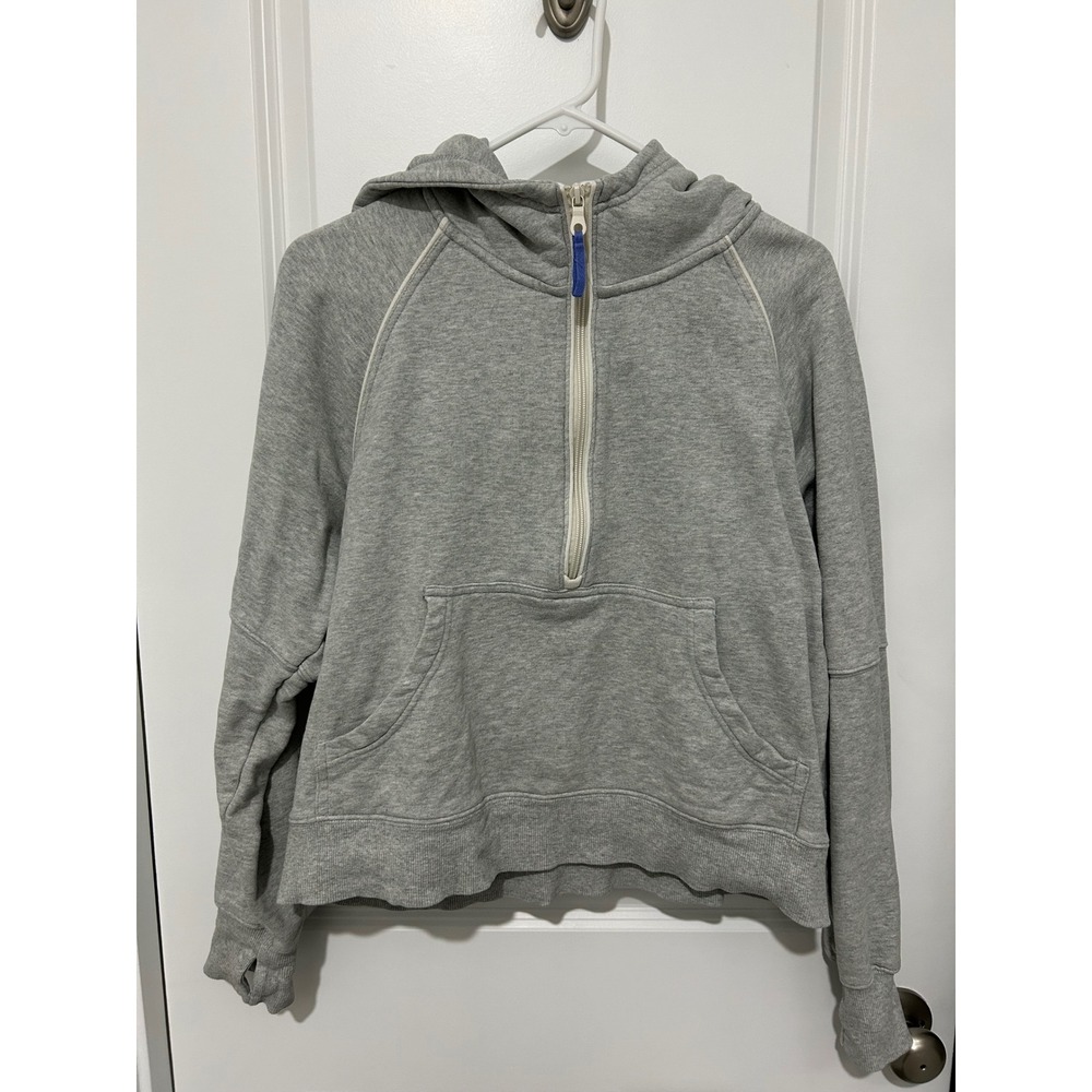 OFFLINE by Aerie Gray Quarter Zip Hoodie Thumbholes Cropped M‎
